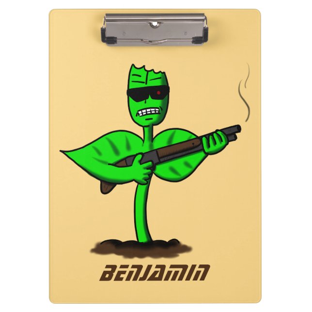 Germinator cyborg plant funny cartoon clipboard (Front)