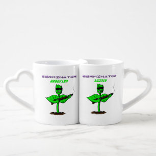 Germinator cyborg plant funny cartoon coffee mug set