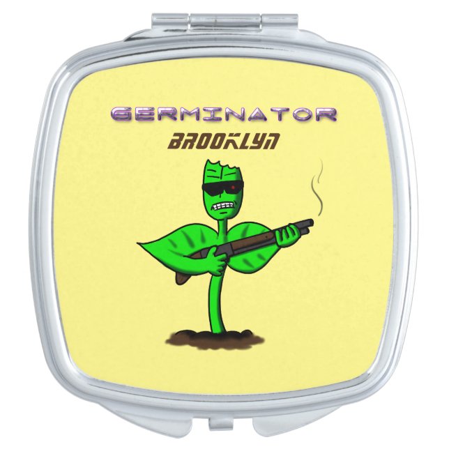 Germinator cyborg plant funny cartoon compact mirror (Front)