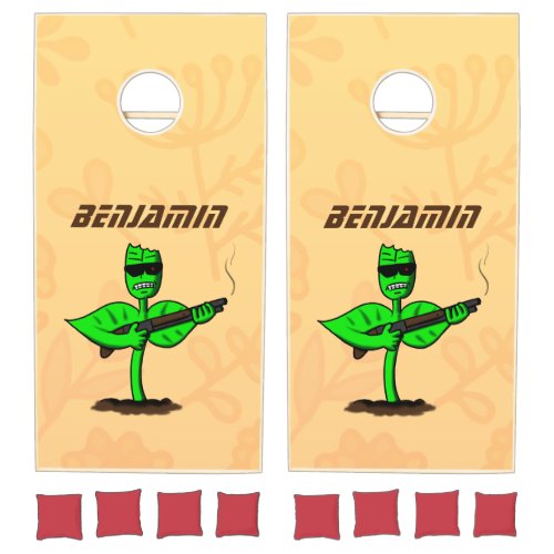 Germinator cyborg plant funny cartoon cornhole set