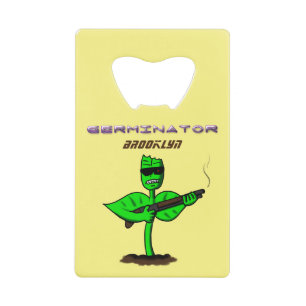 Germinator cyborg plant funny cartoon credit card bottle opener