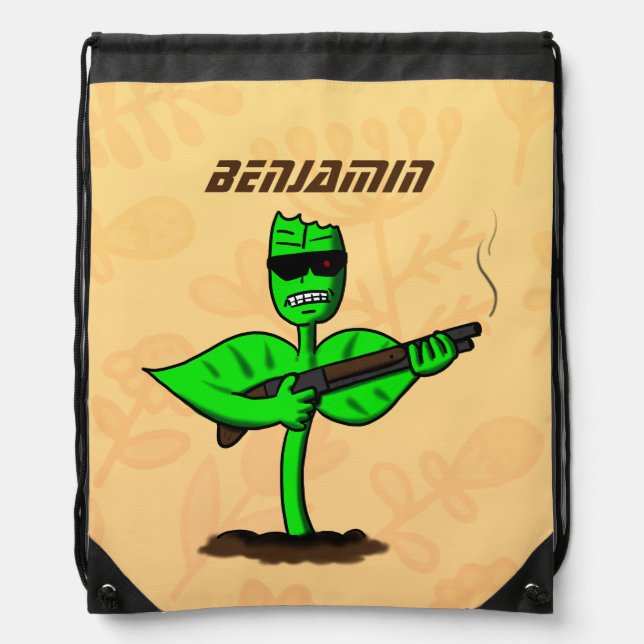 Germinator cyborg plant funny cartoon drawstring bag (Front)