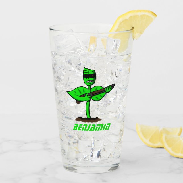 Germinator cyborg plant funny cartoon glass (Back Ice)