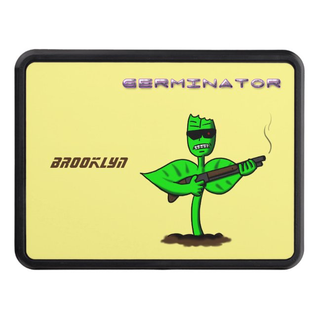 Germinator cyborg plant funny cartoon hitch cover (Front)