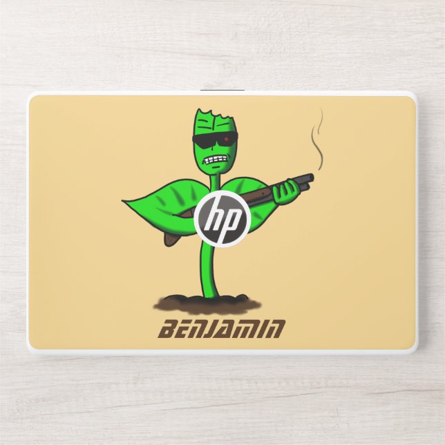 Germinator cyborg plant funny cartoon HP laptop skin (Front)