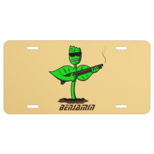 Germinator cyborg plant funny cartoon license plate