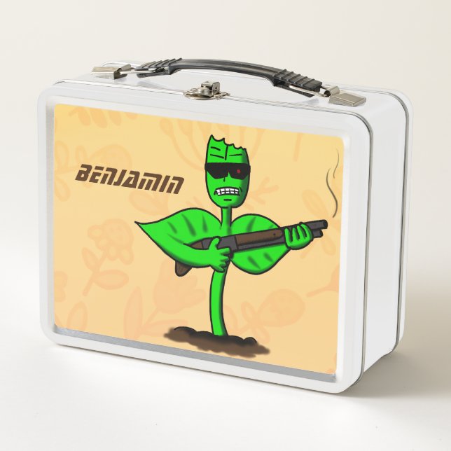 Germinator cyborg plant funny cartoon metal lunch box (Front)