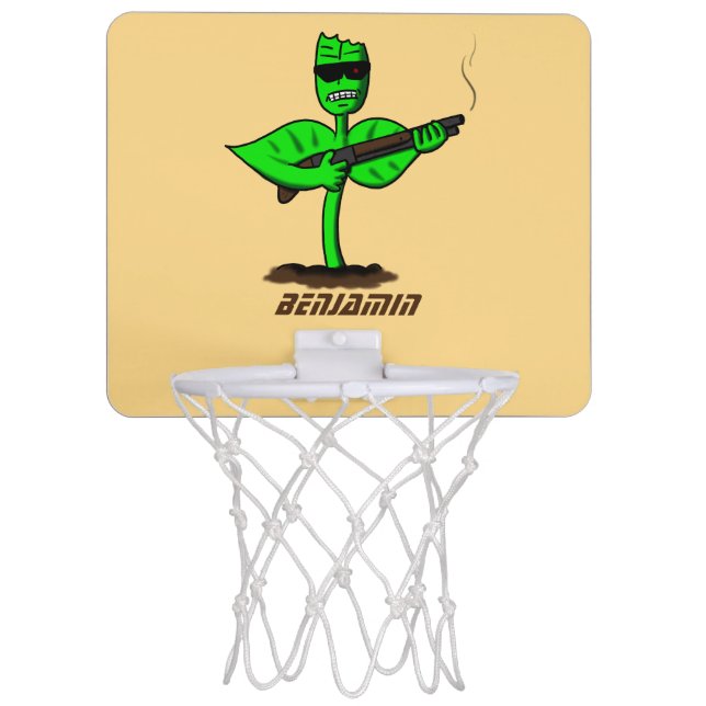 Germinator cyborg plant funny cartoon mini basketball hoop (Front)