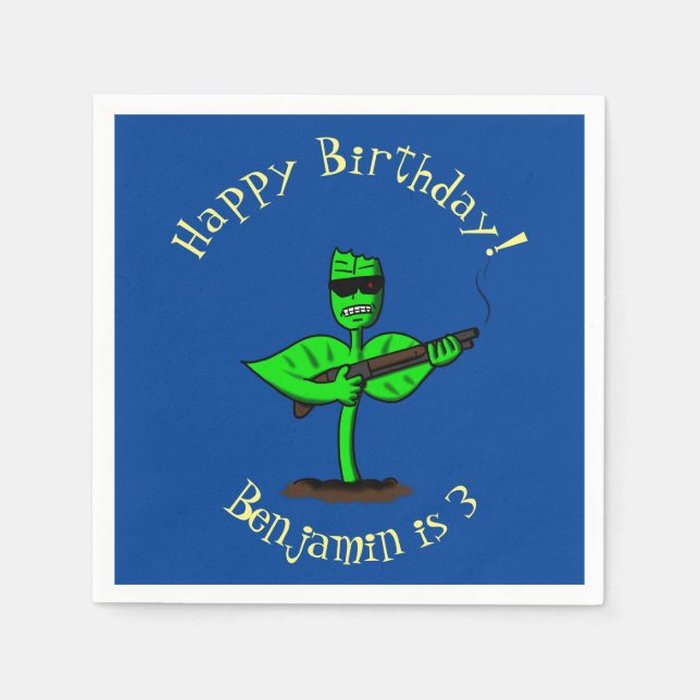 Germinator cyborg plant funny cartoon napkins (Front)