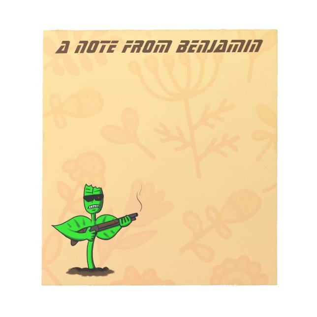 Germinator cyborg plant funny cartoon notepad (Front)