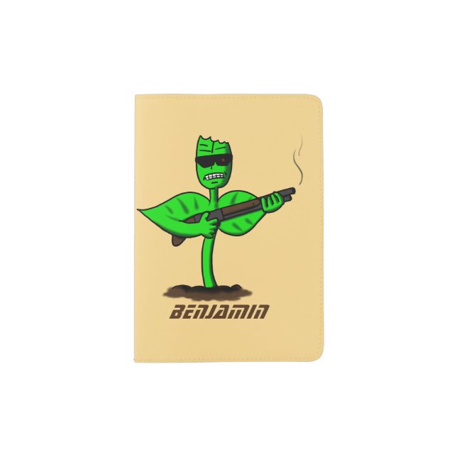 Germinator cyborg plant funny cartoon passport holder (Front)