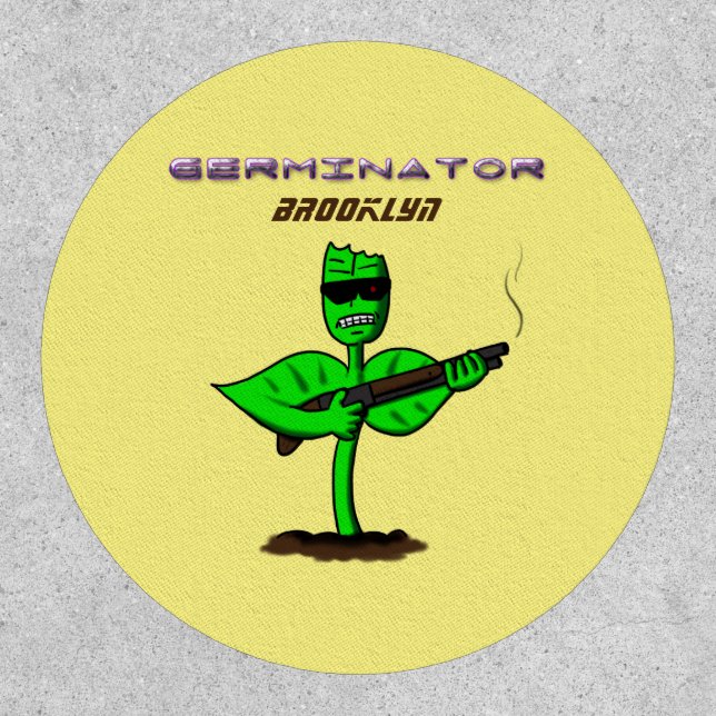 Germinator cyborg plant funny cartoon patch (Front)