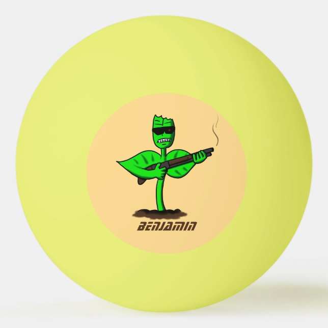 Germinator cyborg plant funny cartoon ping pong ball (Front)