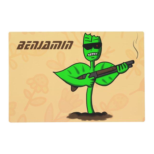 Germinator cyborg plant funny cartoon placemat (Front)