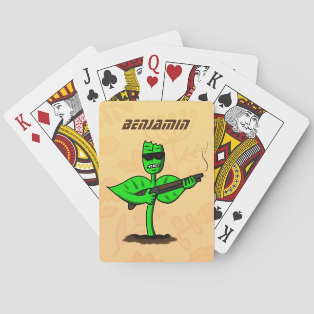 Germinator cyborg plant funny cartoon poker cards (Back)
