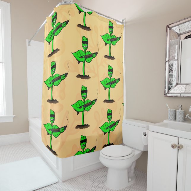 Germinator cyborg plant funny cartoon shower curtain (In Situ)