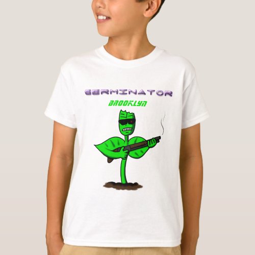 Germinator cyborg plant funny cartoon  T_Shirt