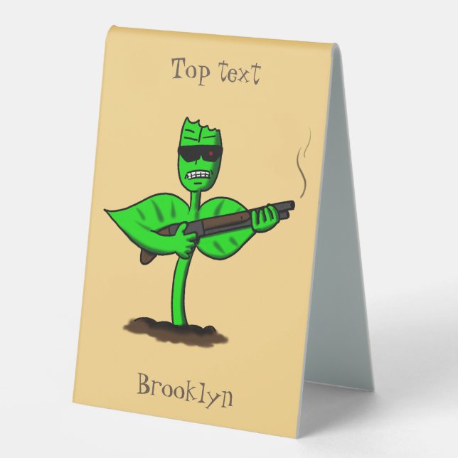 Germinator cyborg plant funny cartoon table tent (Front)