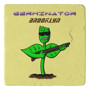 Germinator cyborg plant funny cartoon trivet