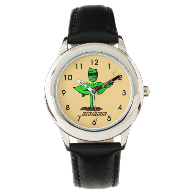 Germinator cyborg plant funny cartoon watch (Front)