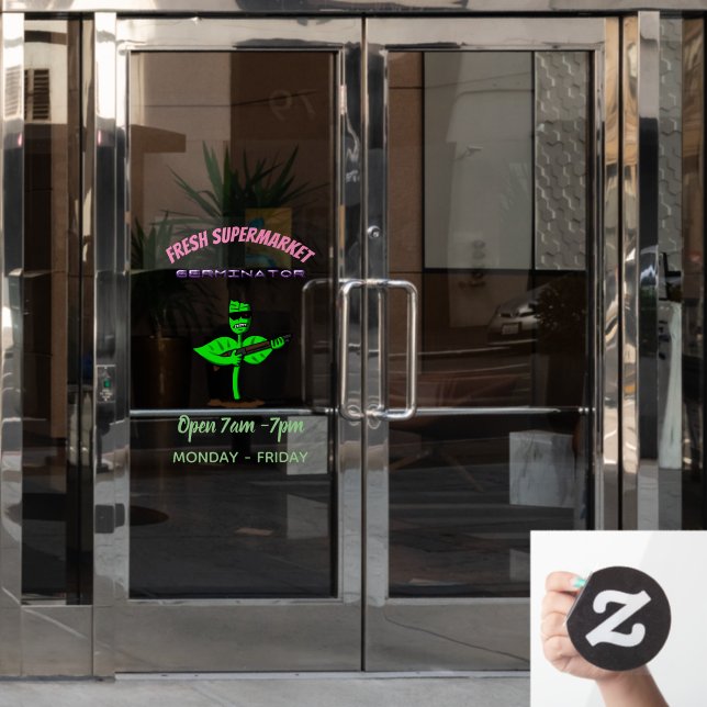 Germinator cyborg plant funny cartoon window cling (Office Door)