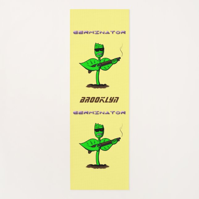 Germinator cyborg plant funny cartoon yoga mat (Front)