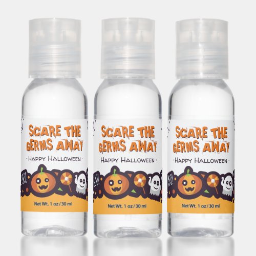 Germs Are Scary Happy Halloween Illustration Hand Sanitizer