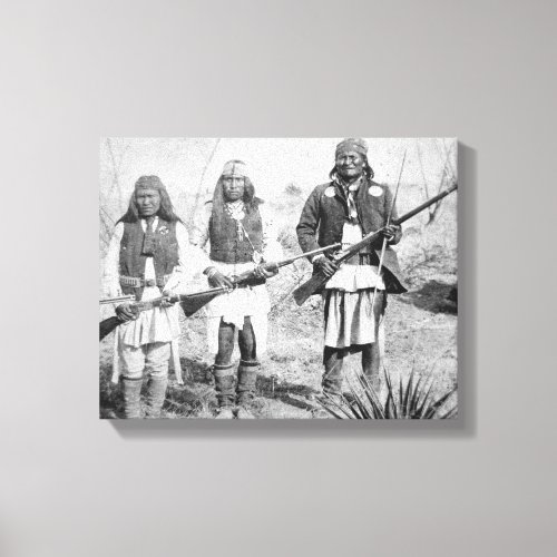 Geronimo and three of his Apache warriors 1886 b Canvas Print