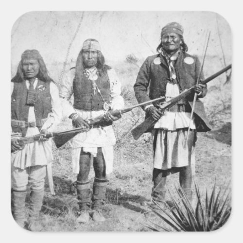 Geronimo and three of his Apache warriors 1886 b Square Sticker