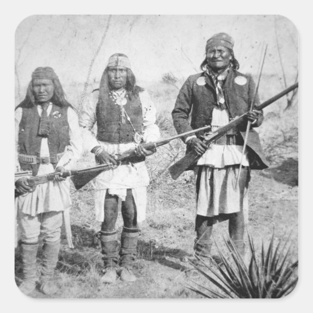 Geronimo and three of his Apache warriors, 1886 (b Square Sticker (Front)