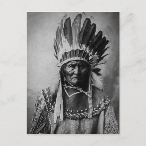 Geronimo in Head Dress Postcard