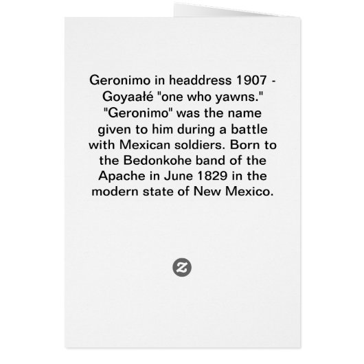 Geronimo in headdress 1907 (Back)