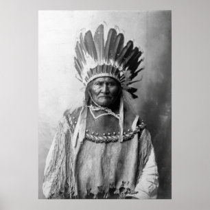 Geronimo in headdress 1907 poster