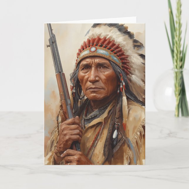 Geronimo Indian Chief Warrior Portrait Card (Front)
