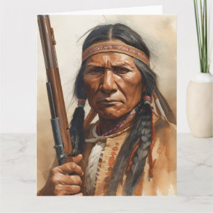 Geronimo Indian Chief Warrior Portrait Card