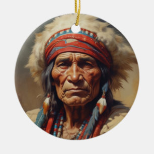Geronimo Indian Chief Warrior Portrait Ceramic Ornament