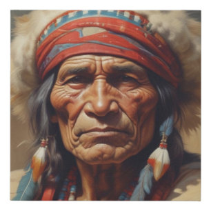 Geronimo Indian Chief Warrior Portrait Faux Canvas Print