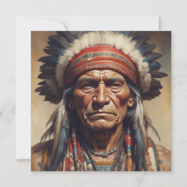 Geronimo Indian Chief Warrior Portrait Holiday Card (Front)