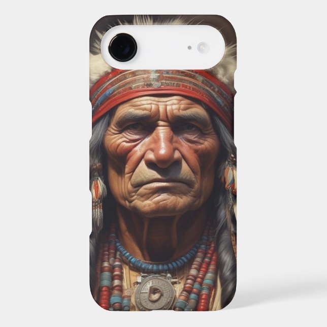 Geronimo Indian Chief Warrior Portrait iPhone Case (Back)