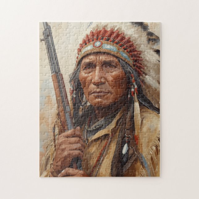 Geronimo Indian Chief Warrior Portrait Jigsaw Puzzle (Vertical)