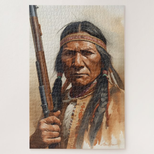 Geronimo Indian Chief Warrior Portrait Jigsaw Puzzle (Vertical)