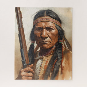 Geronimo Indian Chief Warrior Portrait Jigsaw Puzzle