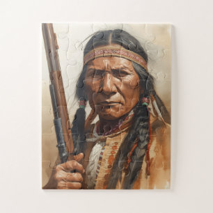 Geronimo Indian Chief Warrior Portrait Jigsaw Puzzle