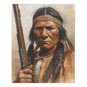 Geronimo Indian Chief Warrior Portrait Jigsaw Puzzle
