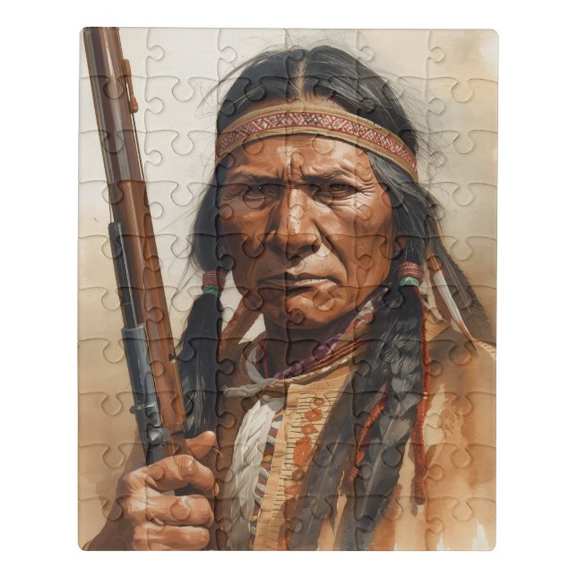 Geronimo Indian Chief Warrior Portrait Jigsaw Puzzle (Puzzle Vertical)