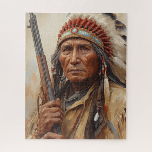 Geronimo Indian Chief Warrior Portrait Jigsaw Puzzle