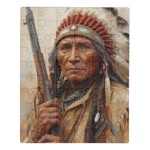 Geronimo Indian Chief Warrior Portrait Jigsaw Puzzle