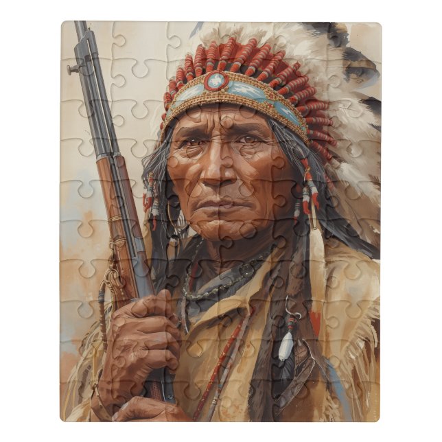 Geronimo Indian Chief Warrior Portrait Jigsaw Puzzle (Puzzle Vertical)