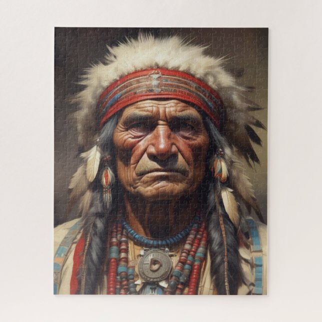 Geronimo Indian Chief Warrior Portrait Jigsaw Puzzle (Vertical)