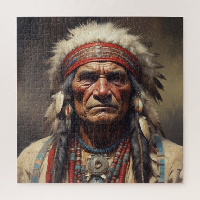 Geronimo Indian Chief Warrior Portrait Jigsaw Puzzle (Vertical)
